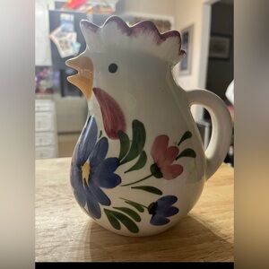 ITALIAN ROOSTER PITCHER, MARKED MADE IN ITALY FOR NEUWIRTH